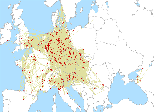 QSO map for 432 MHz