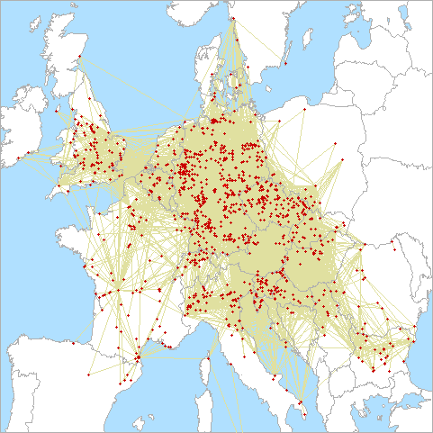 QSO map for 432 MHz