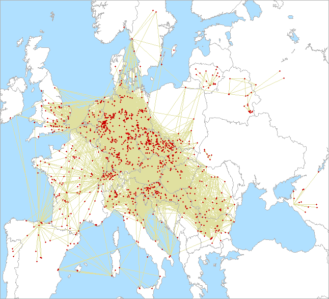 QSO map for 432 MHz