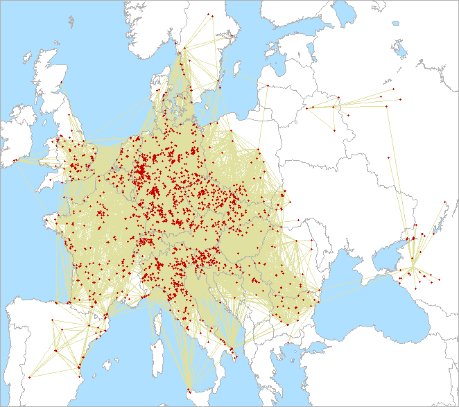 QSO map for 432 MHz